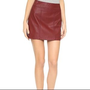 Free People Faux Leather Red Skirt